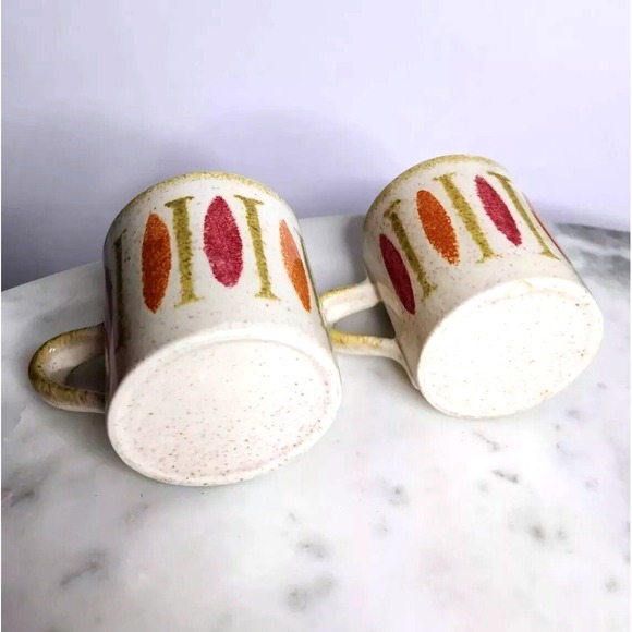 Red Wing Pottery PEPE Set 2 MCM Coffee Mugs Hand Painted Mid Century Modern Geo - Picture 6 of 8